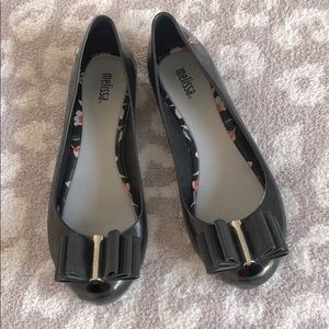 Melissa & Jason Wu Black Bow Jelly Flats